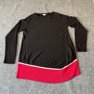 J. Jill Women Black Pink Colorblock Viscose Wool Blend Knit Sweater Size M